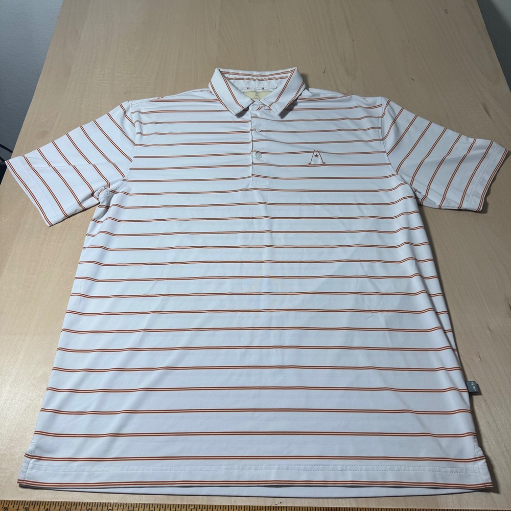 Mens Golf Polo Shirt Striped Athletic Star &‎ Clubs Logo Performance Casual
